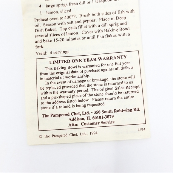 NWOT PAMPERED CHEF Stoneware Baking Bowl - Picture 6 of 6